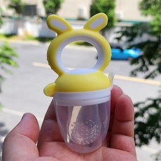 DFMEI 小兔嬰兒果蔬樂硅膠咬咬樂寶寶水果輔食器磨牙棒餵養餐具母嬰用品, 1個, 黃色中號:如圖