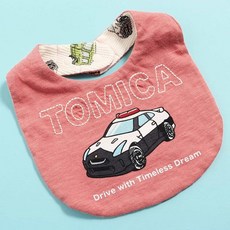 TOMICA 雙面圍兜兜，日本TOMICA授權，可調整脖圍，華夫格與紗線針織，適合嬰幼兒