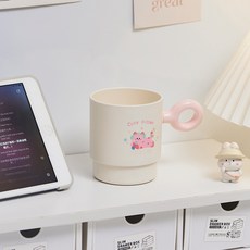 可愛狗狗/貓咪圖案 O型把手漱口杯, 貓咪, 1個