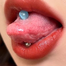 貓眼石舌釘 醫用鈦鋼 穿刺飾品, 1個, 藍色貓眼石舌釘【1個】,杆粗1.6mm /杆長12mm