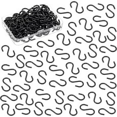Sibba 미니 S 후크 100개 2.5cm(1인치) 소형 블랙 메탈 S자형 후크 크리스마스 장식품 공예 열쇠고리 걸기 DIY 프로젝트 정리용 녹 방지 소형 후크 커넥터, Sibba 미니 S 후크 100개, 2.5cm(1인치)