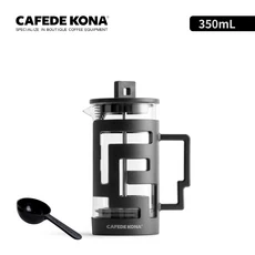 모카포트 Cafede Kona 코나 프렌치 프레스 커피 차 메이커 유리 포트 고밀도 스테인레스 스틸 메쉬 내열, BLACK 350ML