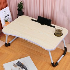 卡槽杯託款床上電腦折疊桌學生宿捨家用辦公懶人桌床上書桌小桌子, 紳士黑,40*60卡槽杯託款電腦摺疊桌