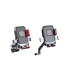 機車手機支架，穩固耐用，單手操作，360度旋轉，適用多種手機尺寸, 黑色, 車把款