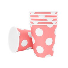 파티용 종이컵 도트핑크 6개 생일 일회용, 단품