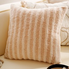 인스타 감성 거실 소파 쿠션 커버 레트로 플라워 디자인 침대 옆 창가 브라운 쿠션 침대 헤드 쿠션 (솜 포함), 단독으로 하나, 카키색 스트라이프 벨벳 사각형 45x45cm 단독 베개