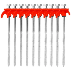 20CM 탄소강 텐트 펙 스파이크 훅 캠핑 텐트 못 나선형 캐노피 말뚝 야외용 10/2개 나사 앵커 텐트 말뚝, 05 Red - 10pcs