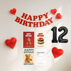 해피제이니 생일 펠트가랜드 생일 포스터 4장 파티 셀프꾸미기 세트, 1세트, 레드가랜드 숫자12