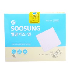 수성위재 멸균거즈 소독거즈// 7.5cmX7.5cm 20포x5매입 1통 100매입, 100개