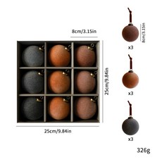 新款8cm植絨球天鵝絨圣誕球套裝 圣誕裝飾品毛絨球圣誕樹裝飾掛件聖誕節節慶派對裝飾聖誕掛飾聖誕佈置耶誕居家佈置, 高檔植絨8cm9個（豆沙暗紅深藍各3個）, 1個