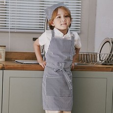 신생아놀이가운 스트라이프 아동 앞치마 두건 토시 204548 3종세트