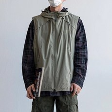 CityBoy日系戶外機能工裝連帽馬甲男女春夏季學院風寬鬆休閒外套