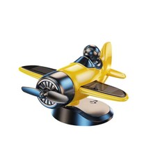 차량용 태양광 회전 비행기 장식품 무소음 자동차 소품, 1개, 옐로우