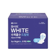 42cm화이트 수퍼흡수 수퍼롱 드림핏 8매 X 1EA / 오버나이트 생리대