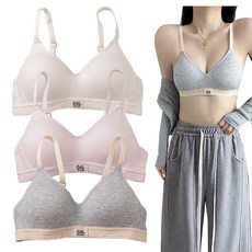 IEDUOS 여성 주니어 여학생 노와이어 3단계브라 3종 세트 15-25세 소녀 브래지어 속옷