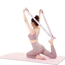 HLOMOM 瑜珈彈力帶 12格 140*4CM, 夢幻粉, 1個