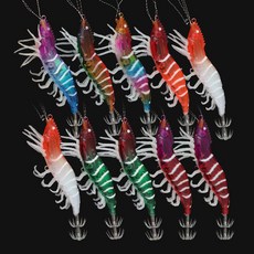 쿠미 줄초상 10종 리얼 새우 에기 세트 쉬림프 루어 갑오징어 한치 쭈꾸미, 10세트, 7.2g, 전체색상(혼합)