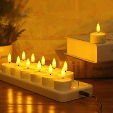 크리스마스 홈 파티 충전식 LED 양초 전자 리모컨 촛불 빛, 4충전-리모컨 없음, 4충전-리모컨 없음