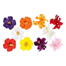 10pcs 패브릭 하와이안 더블 플라워 헤어 클립 트로피컬 플로럴 바렛 우아한 헤어핀 비치 액세서리 여성용