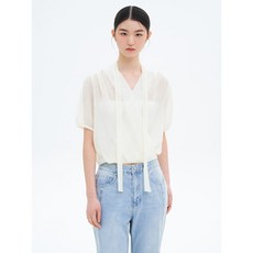 매장정품 에잇세컨즈 8SECONDS 크링클 타이 반소매 블라우스 아이보리 115565AY20 109424
