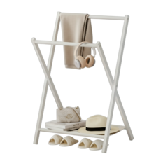 마일드하우스 휴대용 접이식 철제 미니 스탠드 행거 2단, 화이트