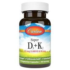 칼슨랩스 슈퍼 D3 125mcg + K2 90mcg 베지테리안 캡슐, 1개, 90정