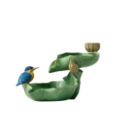 銅作TUMZUO 荷塘點翠倒流香 全黃銅手工彩色手繪香氛擺件