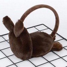 귀마개 겨울 한파 보온 방한 커플 토끼 접이식, 블랙_x000D_