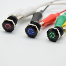 푸시 버튼 스위치 4 핀 12mm 방수 조명 Led 라이트 메탈 플랫 모먼터리 (파워 마크 포함) 3V, 04 6V, 04 green  reset, 1개