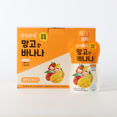 [박스판매] 무럭무럭 키즈죽 과일퓨레 1박스 (고구마 단호박 옥수수 제주당근 사과랑배 망고랑바나나 푸룬고구마 바나나단호박 중 택1), 무럭무럭 과일퓨레 망고랑 바나나, 7개, 100g