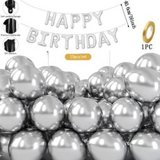 50pcs 5 인치 10 12 크롬 금속 풍선 발렌타인 데이 웨딩 생일 파티 장식을위한 축하 배너, 5inch, Silver Set