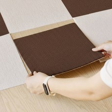 하루꿈 타일카페트 강아지 고양이 미끄럼방지 매트 논슬립 조각매트 여름 시원한 데코타일, 브라운, 12개