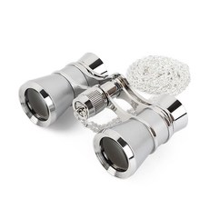 오페라글라스 뮤지컬 망원경 휴대용 복고풍 콘서트 확대경, 실버 엣지+은회색+체인