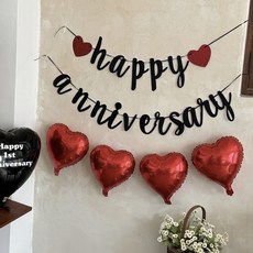 기념일 결혼 기념일 소품, 1개, 블랙하트풍선세트