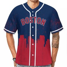 JH3DBF 야구 시티 저지 스포츠 팬 셔츠 팬 의류 남성용 선물 프린트 S-2XL 블루/레드