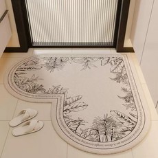 규조토 모서리 주방 주방매트 모서리매트 작 소프트, 1개, D. 꽃밭 하트