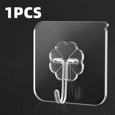 강력 접착식 고리 헤비 듀티 벽걸이 투명 옷걸이 문 열쇠 수건 욕실용 벽걸이용, 1. 1pcs, 1개
