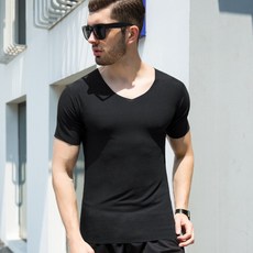 런칭 V넥 남성 심리스 쿨티셔츠 남자 노라인 냉감 반팔 무봉제 런닝 여름 쿨티 반팔티셔츠