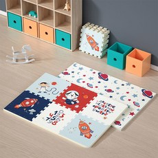 貝博氏babybox 嬰兒童泡沫拼接爬行墊, 【送邊條 加厚】星際旅行,6片裝 112*165*2cm