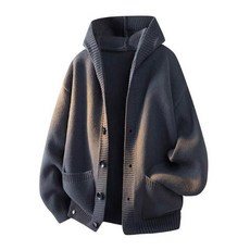 毛衣針織衫：男女款休閒保暖、仿羊毛長袖上衣、韓版厚毛線重磅寬鬆防風防寒、秋冬彈性柔軟親膚簡約開衫, S建議體重45-60公斤, 深灰色