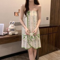 魔術貼一片式抹胸睡裙浴巾 夏季薄款學生少女睡衣