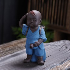 茶漏鬥紫沙小和尚功夫茶漏茶具茶葉過濾器泡茶隔過濾配件, 1個, 撒尿童子.藍
