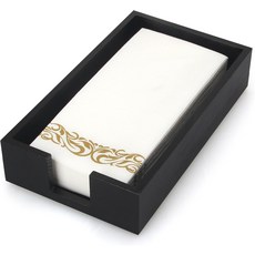 욕실 냅킨용 객지 수건 홀더 트레이 검정 나무 냅킨 테이블용 모던 일회용 손 납작한 천 주방 디스펜서, Black, Black