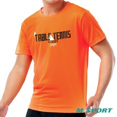 MISPORT運動迷 專利呼吸設計桌球魂圖T 機能運動服 吸濕透氣T恤 台灣製, 1個, 火焰橘,L