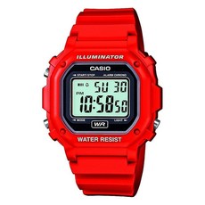 카시오 Casio 유니 F-108WH-1ACF 빅 스퀘어 디지털 디스플레이 쿼츠 블랙 시계 120953, F-108WHC-4ACF, Red
