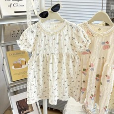 女童碎花泡泡袖連衣裙 夏季公主裙
