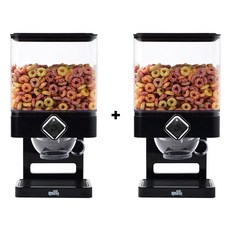 허니캔두 컴팩트 사각 시리얼 디스펜서 보관함 곡물디스펜서 블랙, 2개