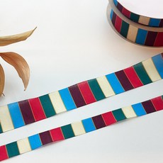 소담 모던 색동무늬 전통 금박 명절리본 설 실리콘 선물 포장 추석 전통, 15mm(900cm), 1개, 파스텔자주