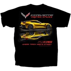 SR1 퍼포먼스 C7 Z06 코르벳 레이싱 티셔츠 검정색, Medium, Black