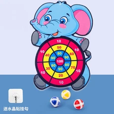 어린이 몬테소리 장난감 만화 동물 다트 보드 끈끈한 공 가족 상호 작 교육 완구 2 ~ 4 세, 02 Blue Ele 3 balls